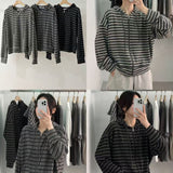 KOREAN COLLECTION 2510 条纹宽松拉链外套