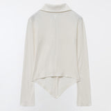 YUSE 2410 PLEATS SLIM HOOK CLOSING SHIRT - GREAM