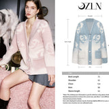 OZLANA SS2310 Rose Gradient Knit Cardigan Pink