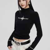MacyMccoy SS2310 半高领磨毛刺绣打底 黑
