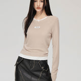 MacyMccoy SS2312 假两件针织打底 卡其