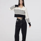 MacyMccoy SS2308 条纹链条毛衣