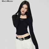 MacyMccoy SS2310 U领针织打底衫 黑