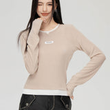 MacyMccoy SS2312 假两件针织打底 卡其