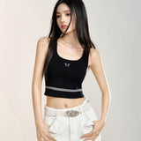 MacyMccoy 2408 蝴蝶刺绣针织背心 黑