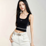 MacyMccoy 2408 蝴蝶刺绣针织背心 黑