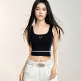 MacyMccoy 2408 蝴蝶刺绣针织背心 黑