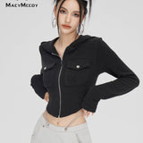 MacyMccoy SS2310 连帽拉链针织上衣 黑