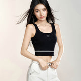 MacyMccoy 2408 蝴蝶刺绣针织背心 黑