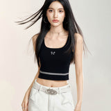 MacyMccoy 2408 蝴蝶刺绣针织背心 黑