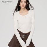 MacyMccoy SS2310 U领针织打底衫 米