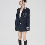 MacyMccoy SS2310 廓形毛呢西装外套 藏青