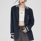 MacyMccoy SS2310 廓形毛呢西装外套 藏青