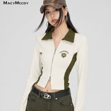 MacyMccoy SS2310 撞色拉链短款上衣 米白