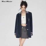 MacyMccoy SS2310 廓形毛呢西装外套 藏青