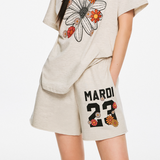 MARDI MERCREDI 2503 SWEAT SHORTS NUMERO 23_OATMEAL BLACK