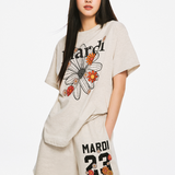MARDI MERCREDI 2503 SWEAT SHORTS NUMERO 23_OATMEAL BLACK