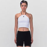REST & RECREATION SS2404 HALTER NECK CROP TOP White