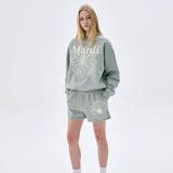 MARDI MERCREDI 2503 SWEAT SHORTS FLOWER_GREY IVORY
