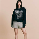 MARDI MERCREDI 2503 SWEAT SHORTS FLOWER_GREY IVORY