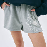 MARDI MERCREDI 2503 SWEAT SHORTS FLOWER_GREY IVORY