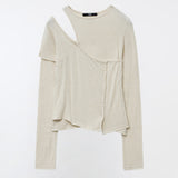 YUSE 2410 One Shoulder Layer Top (cream)