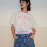 MARDI MERCREDI 2503 TSHIRT SWING THE TAIL DDANJI PEARL NECKLACE_WHITE PINK