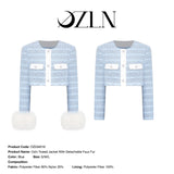OZLANA SS2310 Tweed Jacket with Detachable Faux Fur(毛绒袖子可以拆卸)