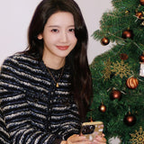 DIANA VEVINA 黑白条纹双排扣外套