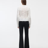 YUSE 2410 UNBALANCE SHIRRING SHIRT - IVORY