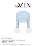 OZLANA SS2310 Tweed Jacket with Detachable Faux Fur(毛绒袖子可以拆卸)