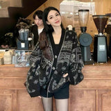 DIANA VEVINA 链条图腾毛衣开衫 黑