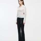 YUSE 2410 UNBALANCE SHIRRING SHIRT - IVORY