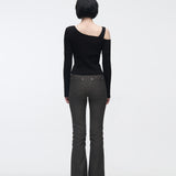 YUSE 2410 OFF SHOULDER LINE LAYERED TOP - BLACK