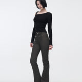 YUSE 2410 OFF SHOULDER LINE LAYERED TOP - BLACK