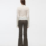 YUSE 2410 PLEATS SLIM HOOK CLOSING SHIRT - GREAM