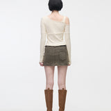 YUSE 2410 OFF SHOULDER LINE LAYERED TOP - LIGHT YELLOW