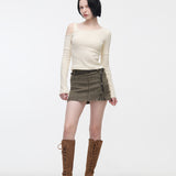 YUSE 2410 OFF SHOULDER LINE LAYERED TOP - LIGHT YELLOW