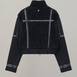 YUSE 2410 KNIT FUR SHEARING JACKET - BLACK