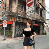 SEOOOCOOKIE Stephanie Black Velvet Top