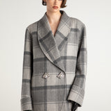 NANA JACQUELINE 茧型大翻袖钻饰外套 灰(偏大)