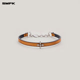 SMFK 2506 十字铆钉手工擦色皮质颈环小号 焦糖