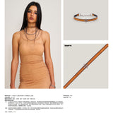 SMFK 2506 十字铆钉手工擦色皮质颈环小号 焦糖