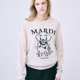 MARDI MERCREDI 2502 CASHMERE CREW NECK SWING THE TAIL DDANJI PEARL NECKLACE_LIGHTBEIGE BLACK