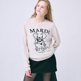 MARDI MERCREDI 2502 CASHMERE CREW NECK SWING THE TAIL DDANJI PEARL NECKLACE_LIGHTBEIGE BLACK