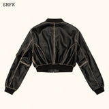 SMFK SS2312 荒野复古飞行员短皮衣 黑