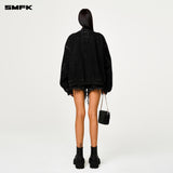 SMFK 2501 十字经典超大棒球夹克 黑牛仔