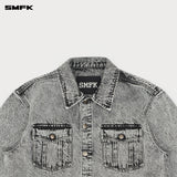 SMFK 2503 十字经典野性牛仔衬衫/尘埃灰