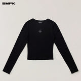 SMFK 2510 十字印章醋酸修身上衣 荒野黑