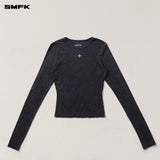 SMFK 2510 暴风褪色蚕丝运动长袖上衣 荒野黑